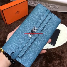 Portofel Hermes Kelly Togo din piele albastru