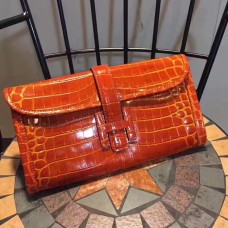 Clutch Hermes Jige 29cm Croco Orange