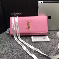 YSL Saint Laurent Clutch 27cm Piele Netedă Roz