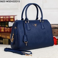 Geantă tote Prada Saffiano Leather 0823 Bleumarin