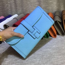 Geantă Hermes Epsom din piele Jige Clutch 29cm albastru deschis