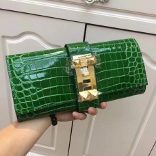 Geantă Hermes Medor Clutch 29cm Crocodil Verde