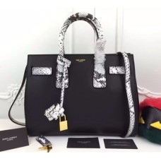 Saint Laurent Sac De Jour Tote Negru Alb Șarpe 32cm