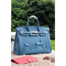 Geantă Hermes Birkin Horse Togo din piele albastră 35cm