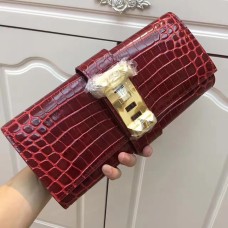Geantă Hermes Medor Clutch 29cm Croco Burgundy