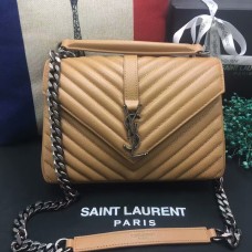 Geantă de umăr YSL cu mâner superior 24cm, argintiu caisă