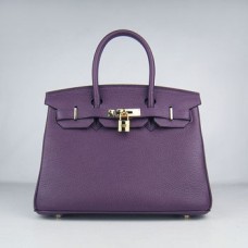 Genți de mână Hermes Birkin 30cm Togo din piele violet auriu