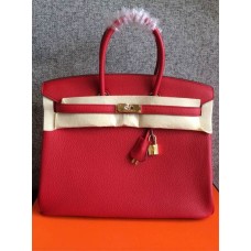 Genți de mână Hermes Birkin 35cm Togo din piele roșu auriu