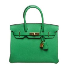 Geantă Hermes Birkin 30cm Togo Leather Verde Auriu