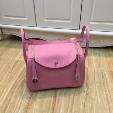 Geantă Hermes Lindy 30cm roz argintie
