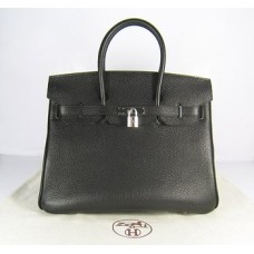 Genți de mână Hermes Birkin 35cm Togo din piele negru argintiu