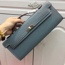 Geantă Hermes Kelly Cut 31cm Epsom din piele gri albastru
