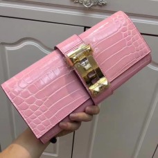 Geantă Hermes Medor Clutch 29cm Croco Pink