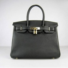 Genți de mână Hermes Birkin 30cm Togo din piele negru auriu