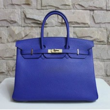 Geantă de mână Hermes Birkin 35cm Togo din piele albastru electric auriu