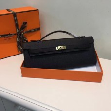 Geantă Hermes Kelly Cut 31cm Epsom din piele neagră