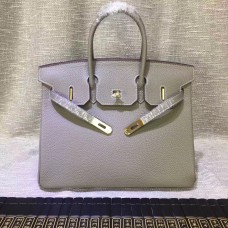 Genți de mână Hermes Birkin 30cm Togo din piele gri elefant auriu
