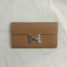 Portofel Hermes Epsom din piele, camel, argintiu