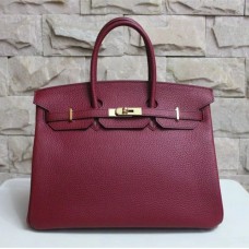 Geantă de mână Hermes Birkin 35cm Togo din piele, auriu-vișiniu