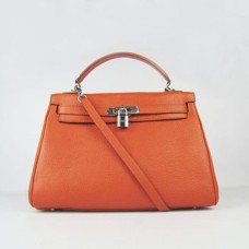 Geantă Hermes Kelly 32cm Togo din piele 6108 portocaliu argintiu