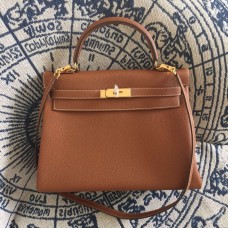 Geantă Hermes Kelly 28cm Togo din piele maro auriu