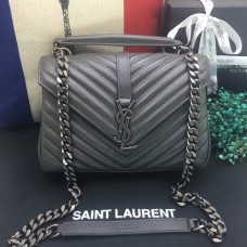 Geantă de umăr YSL cu mâner superior 24cm gri argintiu
