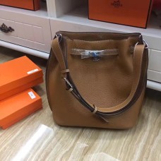 Geantă de umăr Hermes So Kelly 28cm Togo din piele, culoare camel, argintie