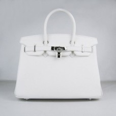 Genți de mână Hermes Birkin 30cm Togo din piele alb-argintiu