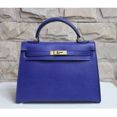 Geantă Hermes Kelly 32cm Epsom din piele, albastru electric, auriu