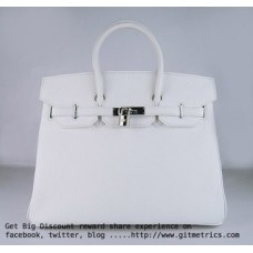 Genți de mână Hermes Birkin 35cm Togo din piele alb-argintiu