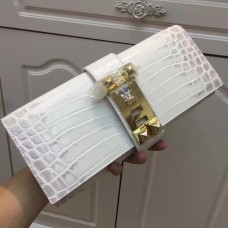 Geantă Hermes Medor Clutch 29cm Croco Alb