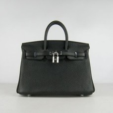 Geantă Hermes Birkin 25cm 6068 negru argintiu