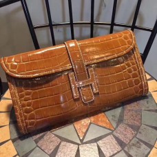 Geantă Hermes Jige Clutch 29cm Croco Camel