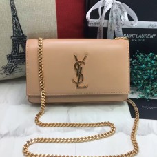 Geantă YSL din piele netedă cu lanț 22 cm, culoare caisă