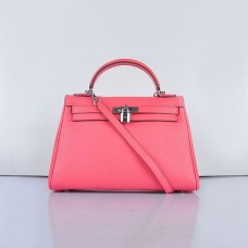 Geantă Hermes Kelly 32cm Togo din piele 6108 Lip Pink Silver