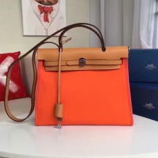 Geantă Hermes Herbag 31cm portocalie din pânză