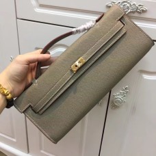Geantă Hermes Kelly Cut 31cm din piele Epsom, gri elefant