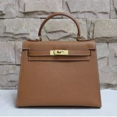 Geantă Hermes Kelly 28cm Epsom din piele maro auriu