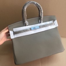 Genți Hermes Birkin 35cm piele de vită cu venă argintii kaki