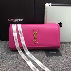 YSL Saint Laurent Clutch 27cm Piele Netedă Roz