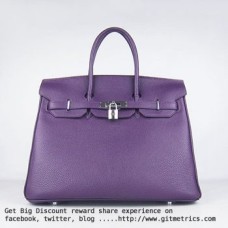 Genți de mână Hermes Birkin 35cm Togo din piele violet argintiu