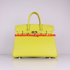 Genți de mână Hermes Birkin 30cm Togo din piele, galben-lămâie, aurii