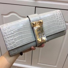 Geantă Hermes Medor Clutch 29cm Croco Grey