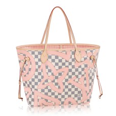 Geantă de umăr Louis Vuitton N41050 Neverfull MM din pânză Damier Azur
