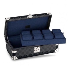 Carcasă pentru ceas Louis Vuitton N48226 8, geantă de mână rigidă, din pânză Damier Graphite